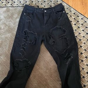 Black Ripped Mom Jeans